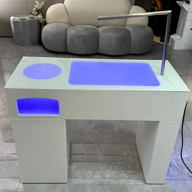 Simple White Solid Wood Nail Salon Table with Drawer Cabinet and