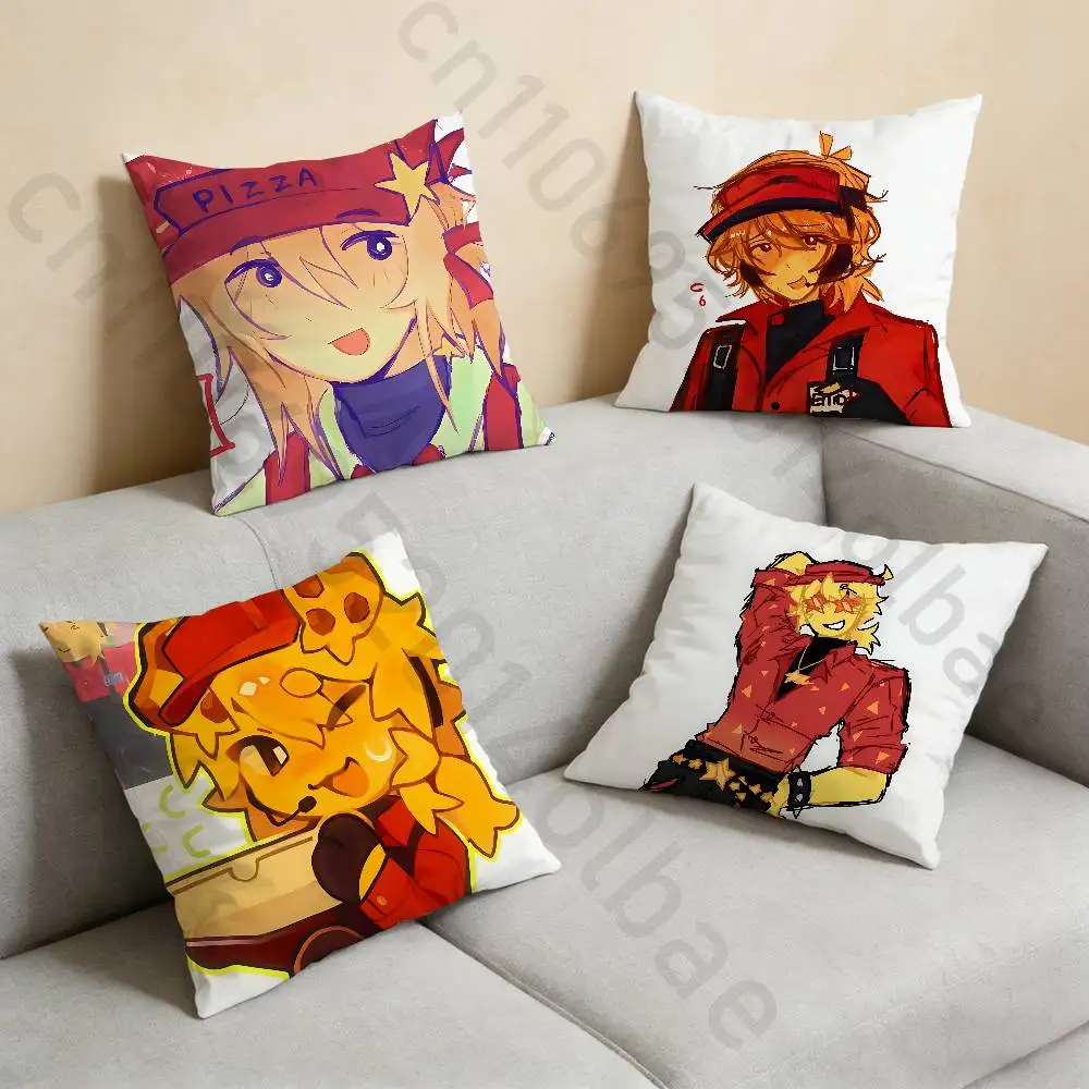 

E-Elliot Anime P-Pizza Pillow Case Anti-dustmite Pillowcase Invisible zipper silky short plush Sofa cushion cover
