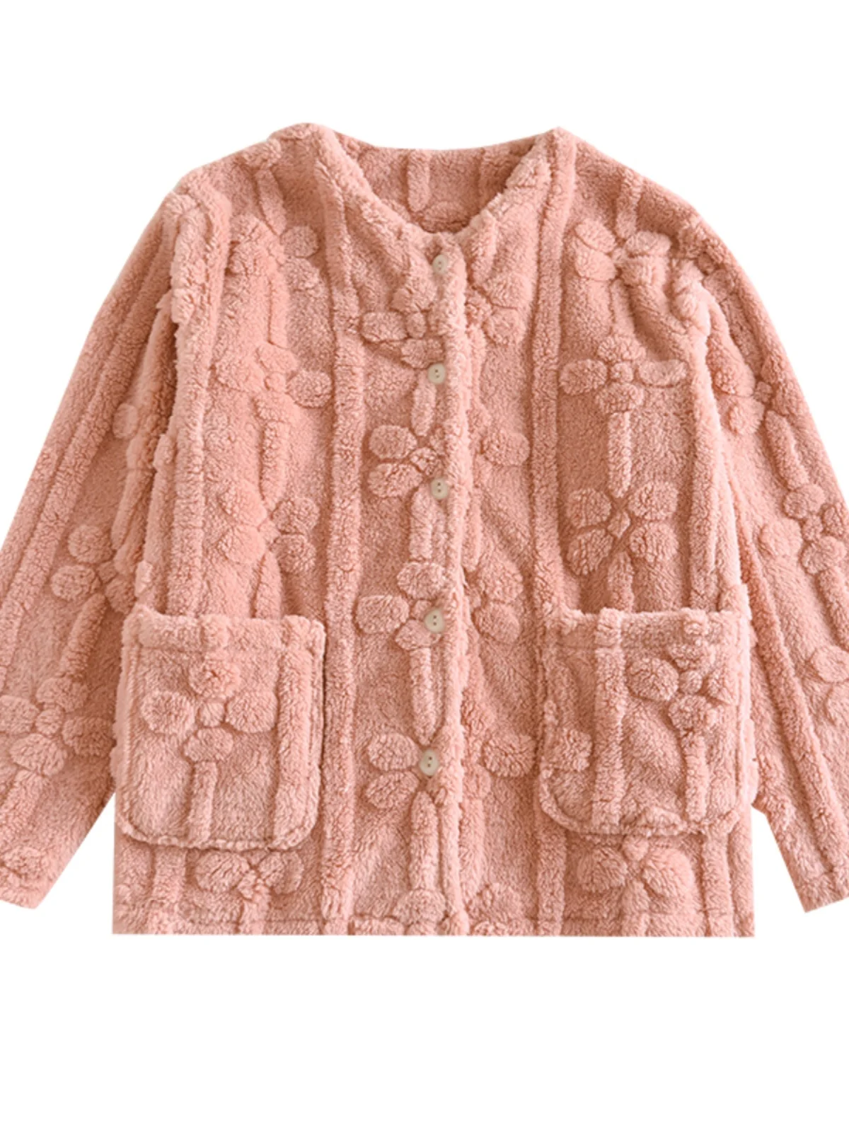 ملابس نوم نسائية بأكمام طويلة مبطنة بالصوف السميك فضفاضة بياقة على شكل V من المخمل ملابس منزلية بنمط الكارديجان بيجامة شتوية ...