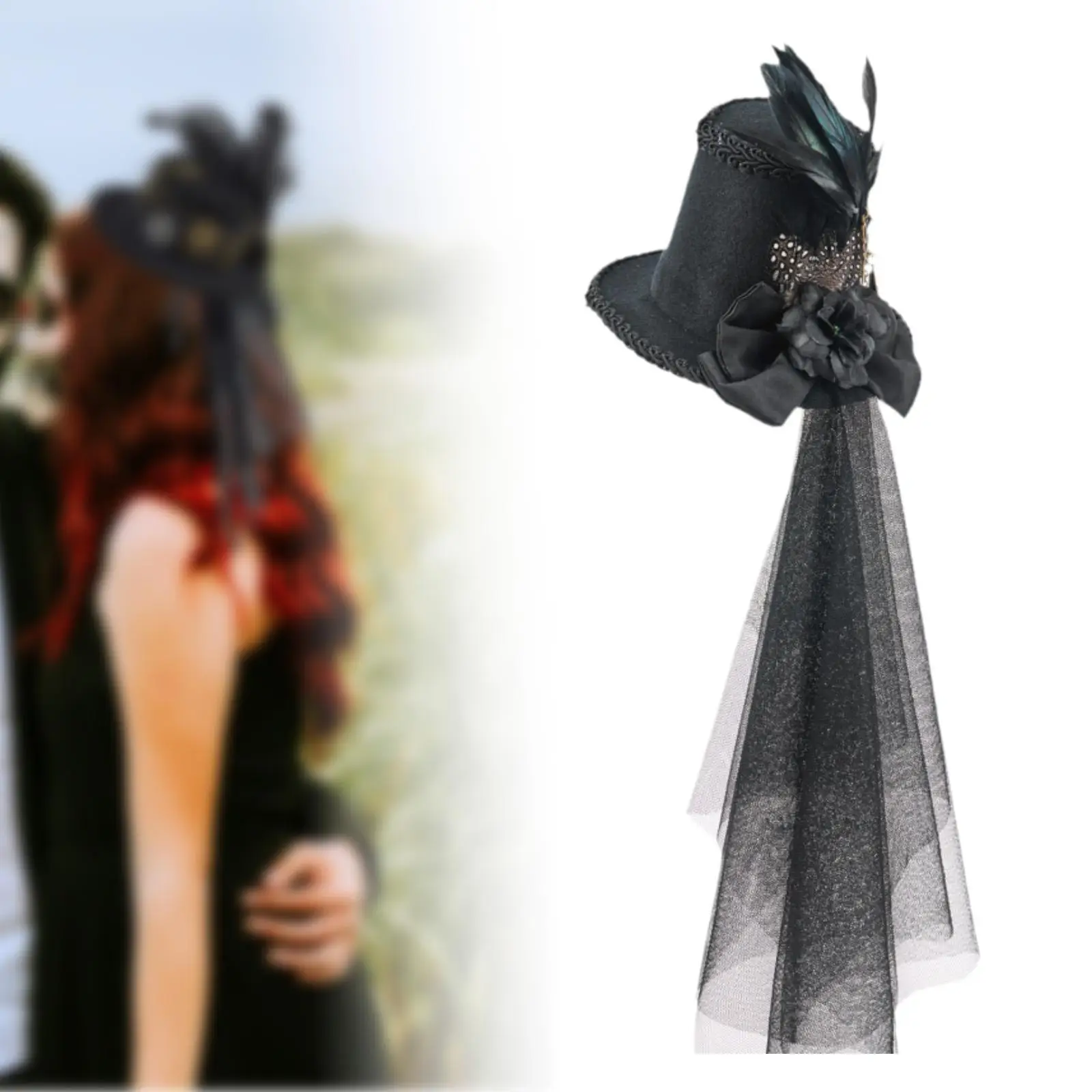 Steampunk أفضل قبعة الجدة الدانتيل الشاش زي التبعي القوطية خمر نمط رئيس والعتاد كوكتيل قبعة مشبك شعر للنساء الرجال الطرف