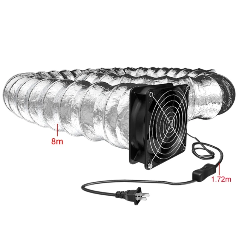 High-Power Exhaust Hose Fan with Aluminum Ducting AC220-240V 50/60Hz Input