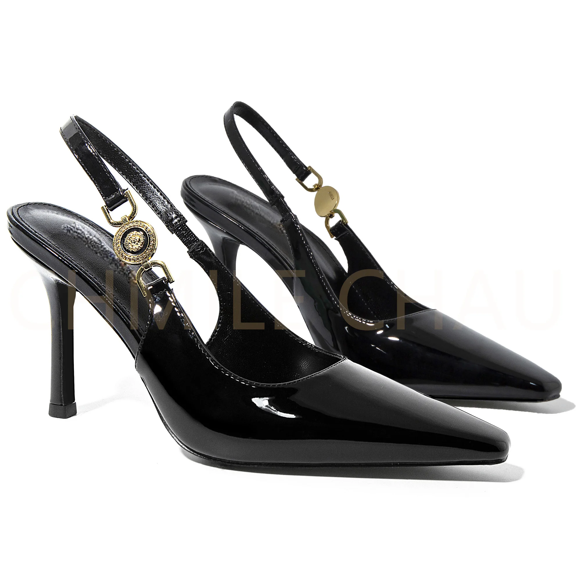 【Measure your feet length before order】Buckle Elegant Luxury Designer Women Sandals High Heels Slingback Banquet Shoes 12-CHC-33