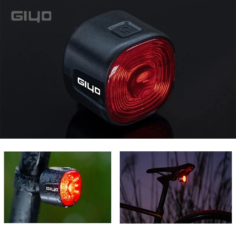 Giyo Smart Bicycle Rear Light Auto On/Off Stop Signal Brake Road Bike LED Taillight USB Charge MTB Cycling Safety Flash Lamp