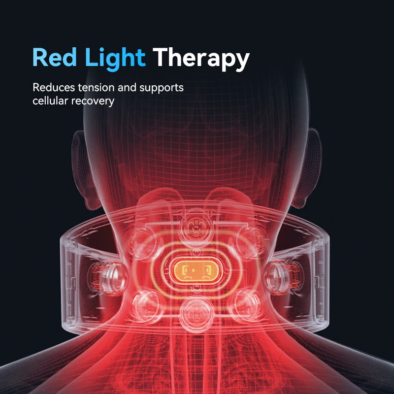 Tragbares Private Label Smart Pulse Nackenmassagegerät mit Heizpunktvibration und LED-Licht für den Heimgebrauch