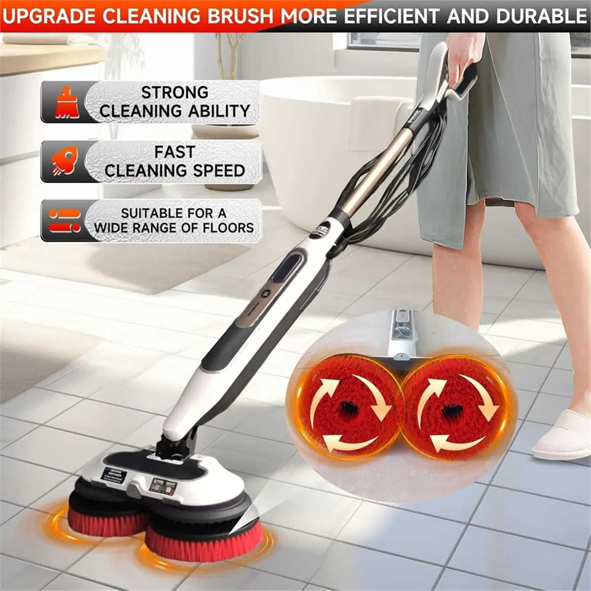 رأس فرشاة بديلة لوسادات ممسحة البخار لسلسلة ممسحة البخار S7000 S7001 S8201 - ترقية رؤوس الفرشاة بشعيرات #6