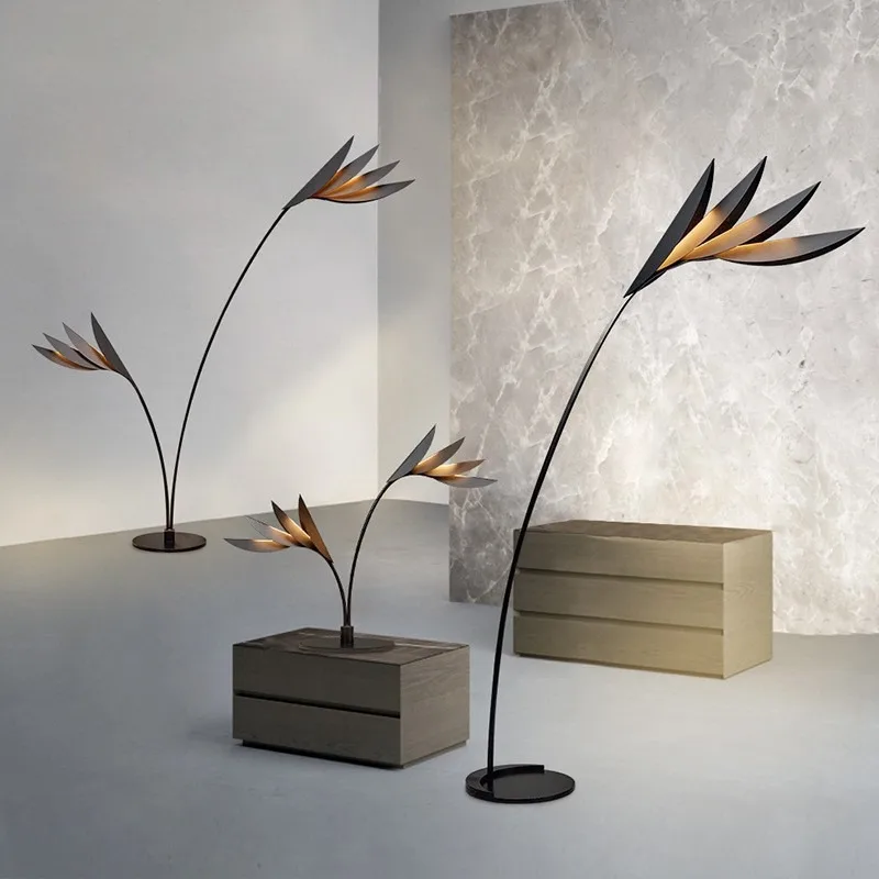 Living room floor lamp, villa flamingo leaf lamp, designer modern minimalist model room floor lamp