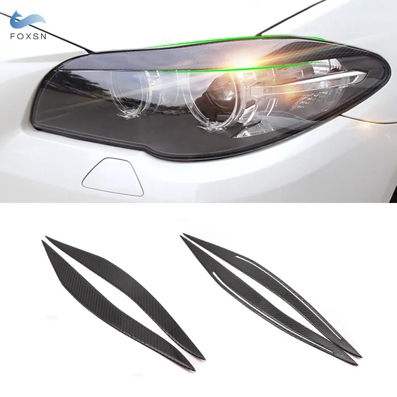 

For BMW 5 Series F10 2010 2011 2012 2013 2014 2015 2016 Carbon Fiber Front Headlights Eyebrows Eyelids Headlamp Cover Trim