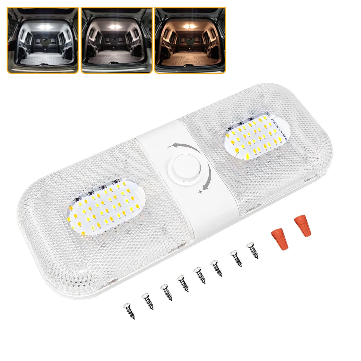 Dimmable Single Dome LED Ceiling Light 12-24V 1700LM RV Interior Lamp for Camper Trailer Caravan