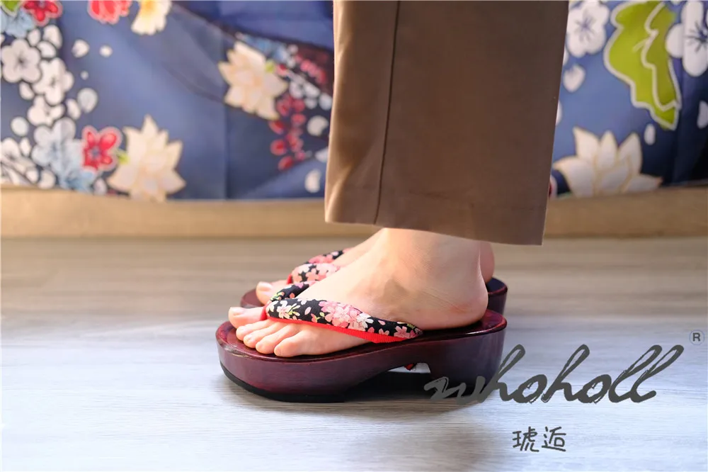 Cosplay Keilsandalen für Damen, japanische Geta Anime Cosplay Schuhe, Holzsohlen-Flip-Flops, japanische Geta Clogs Hausschuhe – Detail 16