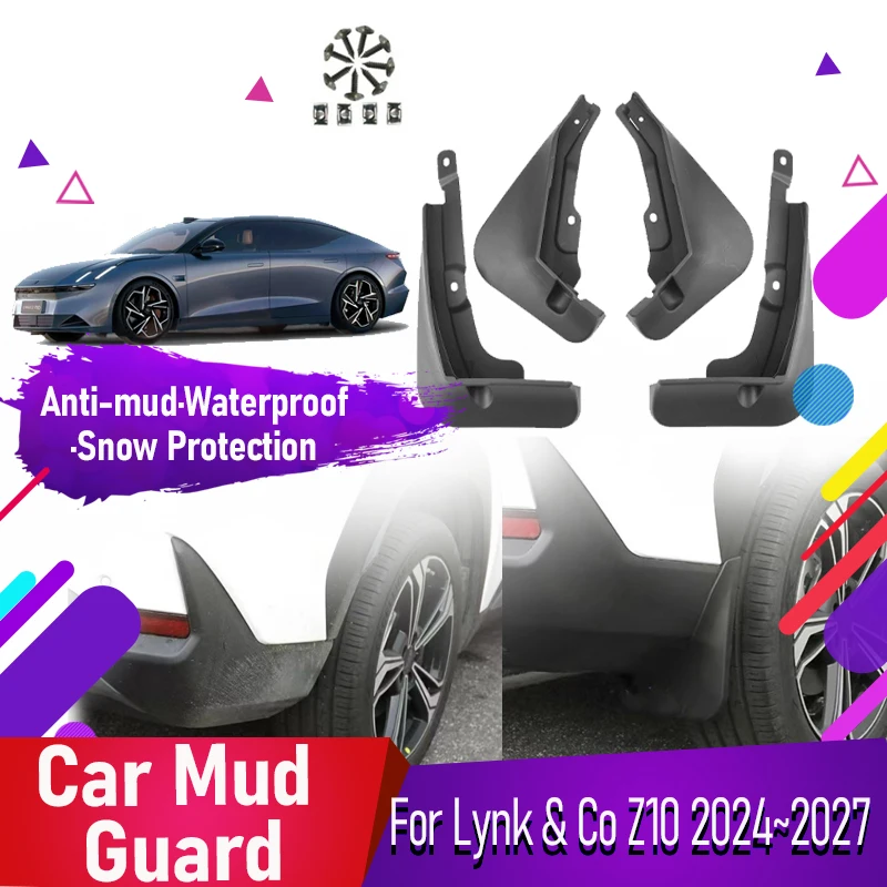 

Car Mud Guard For Lynk & Co Z10 2024 2025 2026 2027 Antifreeze Fender Flare Mudguards Mudflaps Front Rear Wheel Auto Accessories