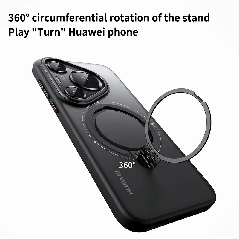 Dual Metal Rings Magnetic Case For Huawei Pura 70 Ultra P70 Pro+ Plus Matte Cover 360 Degree Rotation Stand For Magsafe