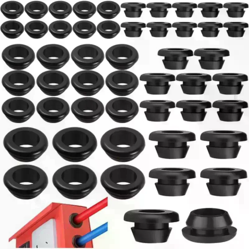 70Pcs Rubber Grommet Kit Cable Wire Hole Grommets For Automotive Wiring Electrical Panels Dust Proof Moisture Resistant Parts