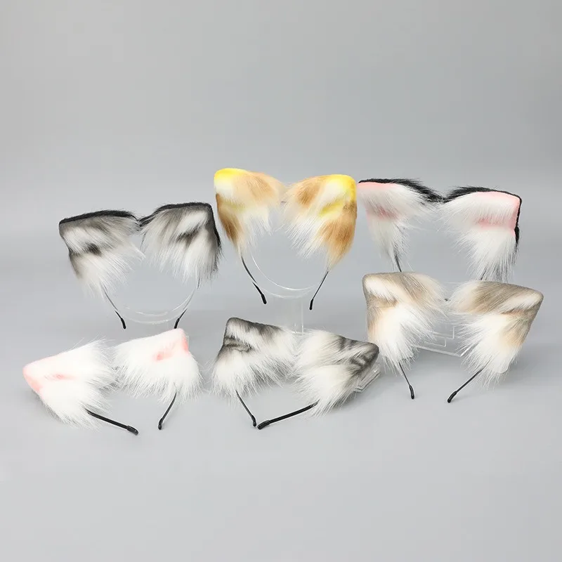 봉제 고양이 귀 로리타 머리띠 소녀 만화 모피 헤어 밴드 후프 여성 코스프레 의상 파티 모자를 쓰고 있죠 한국 헤어 액세서리