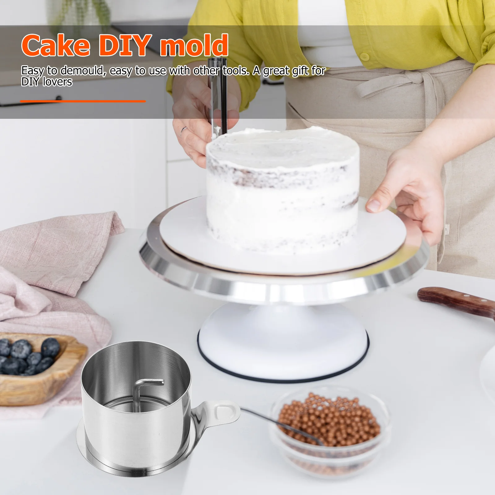 

1Set Stainless Steel Baking Tools for Cake Mousse and Dessert Making Easy to Clean and Demould Cake Baking Tools
