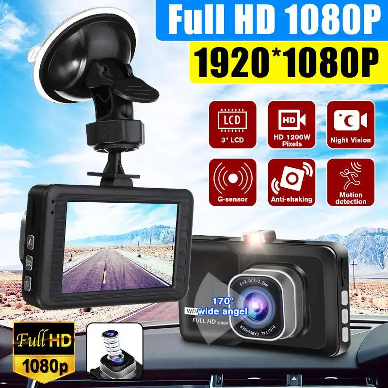 3 Inch 1080P HD Car Dash Camera Video Cam DVR Recorder G-Sensor Circle Rrecording