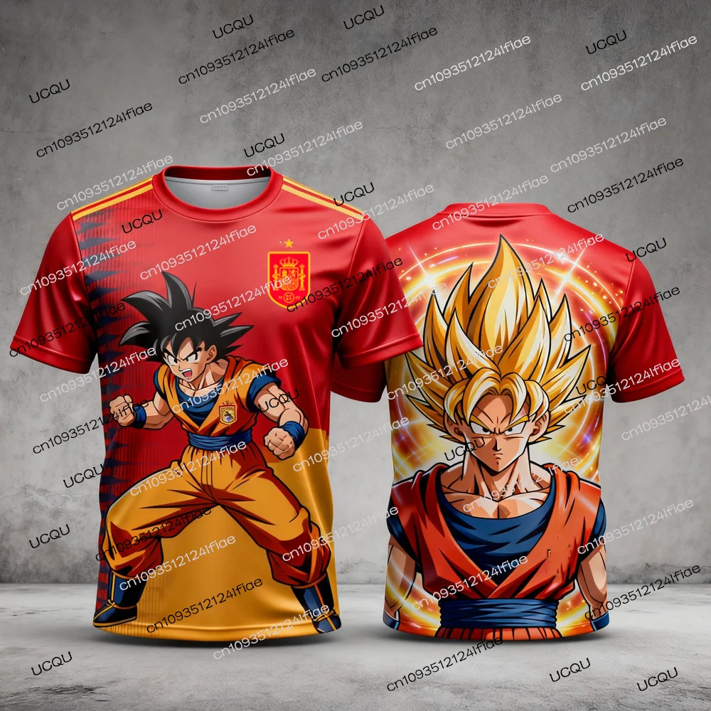 2025年新作 ドラゴンボールZ スペシャルエディション スペインサッカーユニフォーム メンズスポーツTシャツ キッズトレーニングウェア ファンスペシャルジャージキット