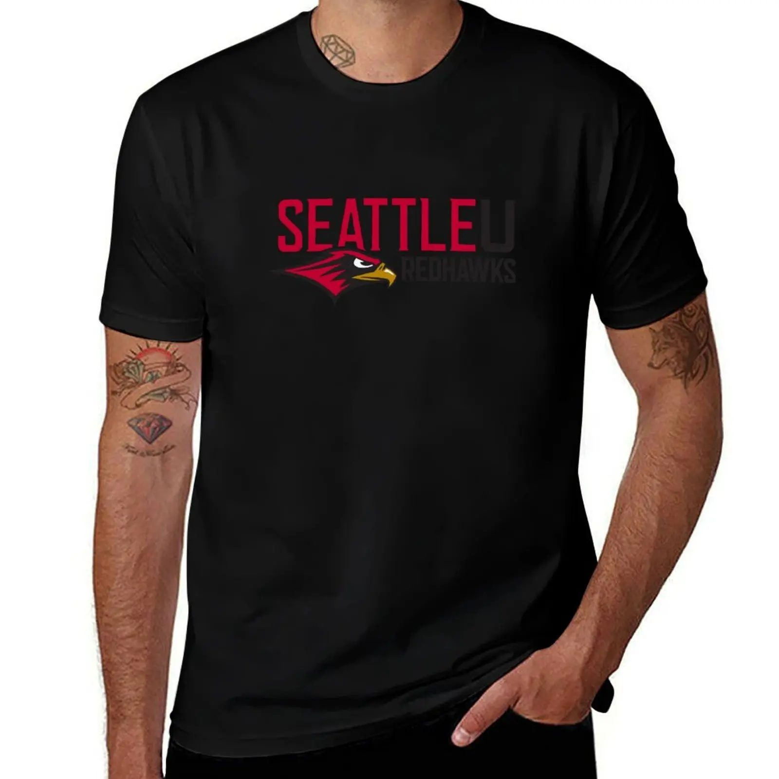Футболка Seattle College Redhawks in Washington, повседневная свободная футболка с короткими рукавами для мужчин