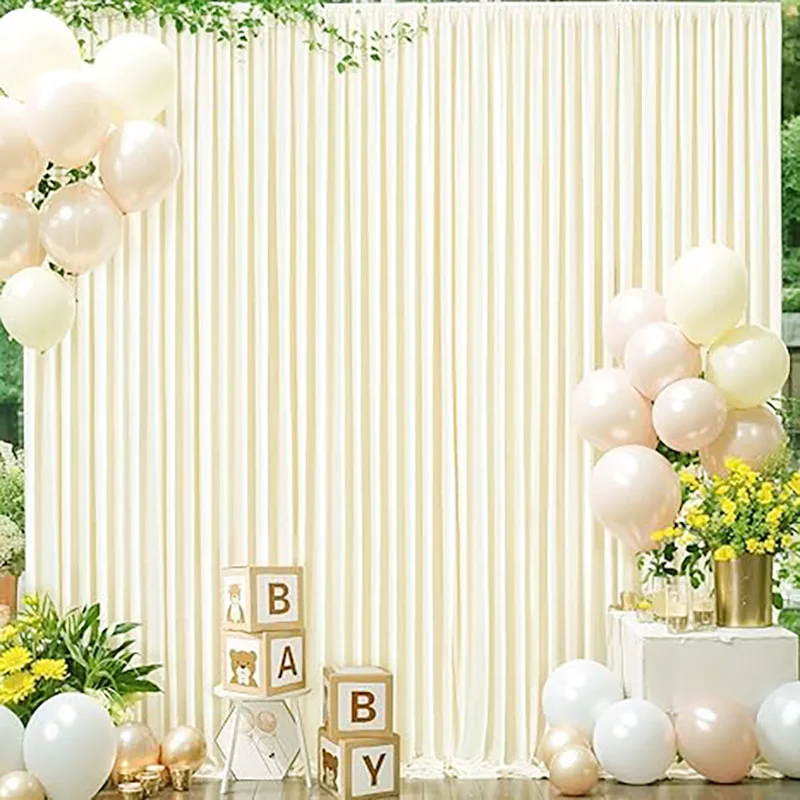 5x8/10ft Wrinkle Free White Satin Backdrop Curtains for Wedding Birthday Parties Photography Background Baby Shower Decorations