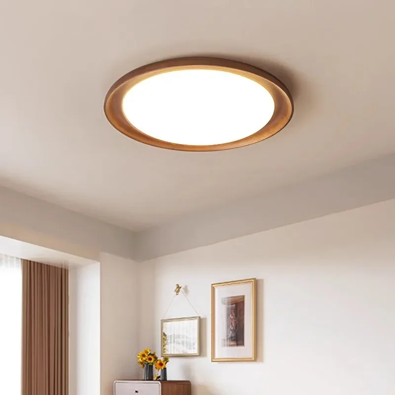 Japanese-style wabi-sabi wind bedroom ceiling light log wind home master bedroom walnut color study light