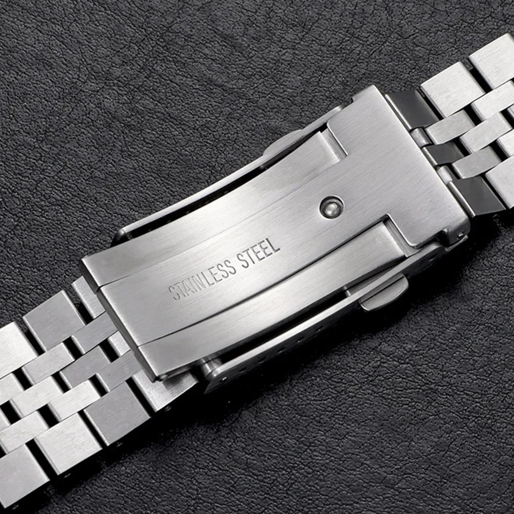 Watchdives Watch Clasp 18mm 20mm 22mm Silver Folding Safety Milled Clasp Replacement Stainless Steel Deployant Watch Buckle