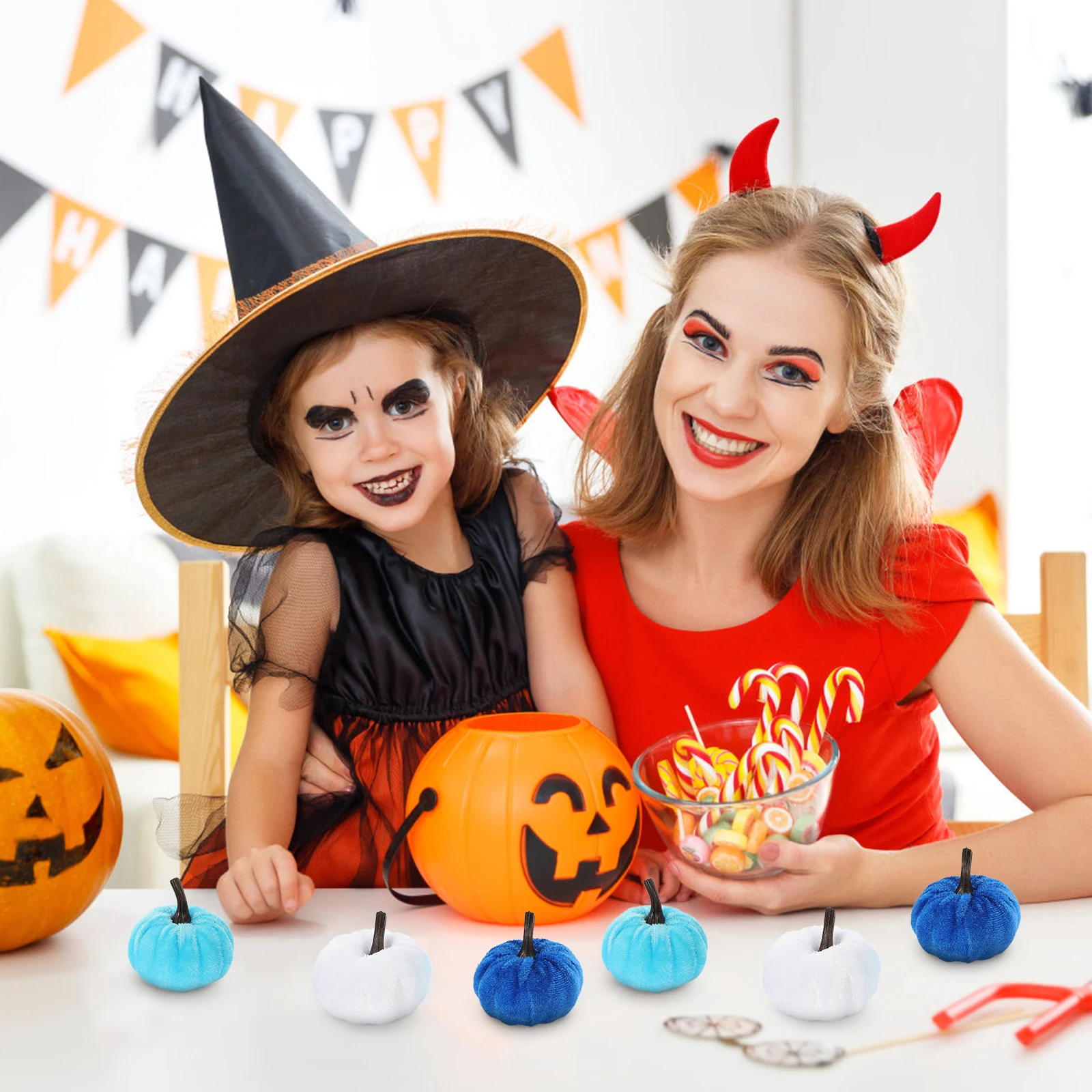 

12 Pcs Decorations Colorful Pumpkin Fall Ornaments Halloween Props Decorative