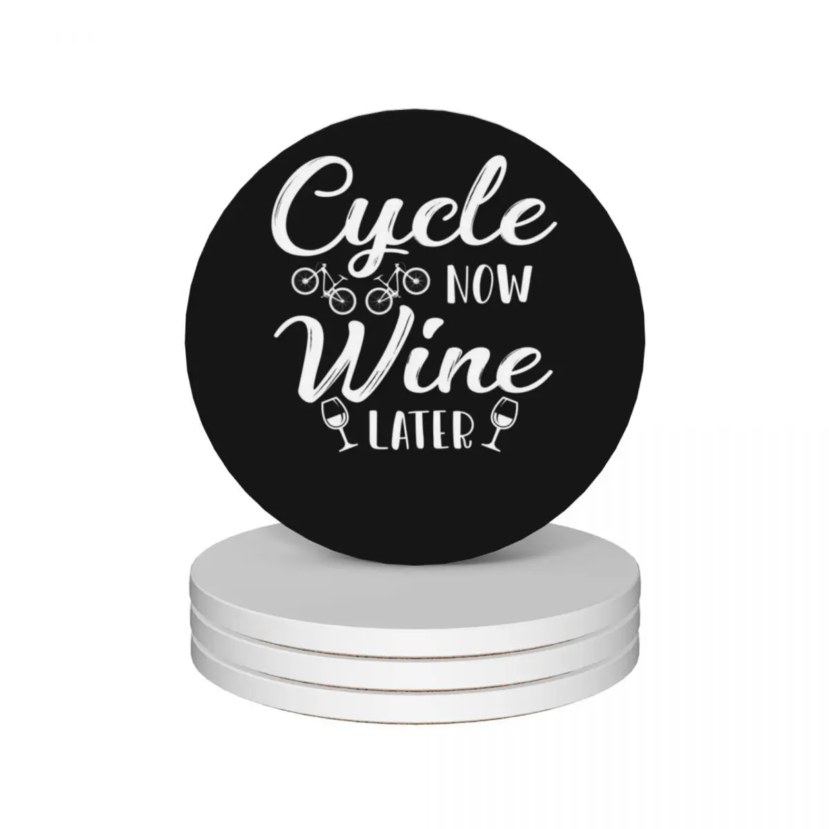 

Cycle Now Wine Later Ceramic Coasters (Set of 4) christmas eat table mug mat mat for dishes Coasters