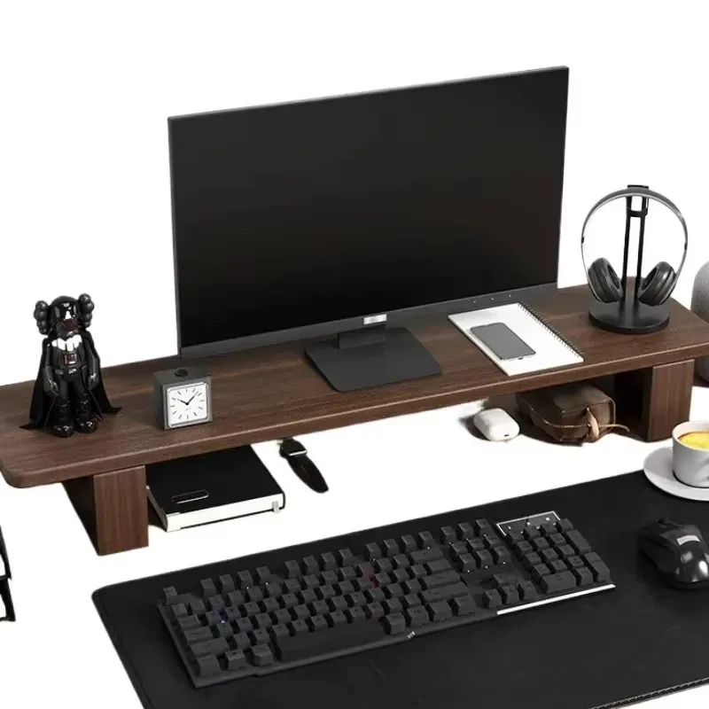 Screen Storage Support Nordic Computer Monitor Bracket Rubber Wood Desktop Base Black Walnut Colour