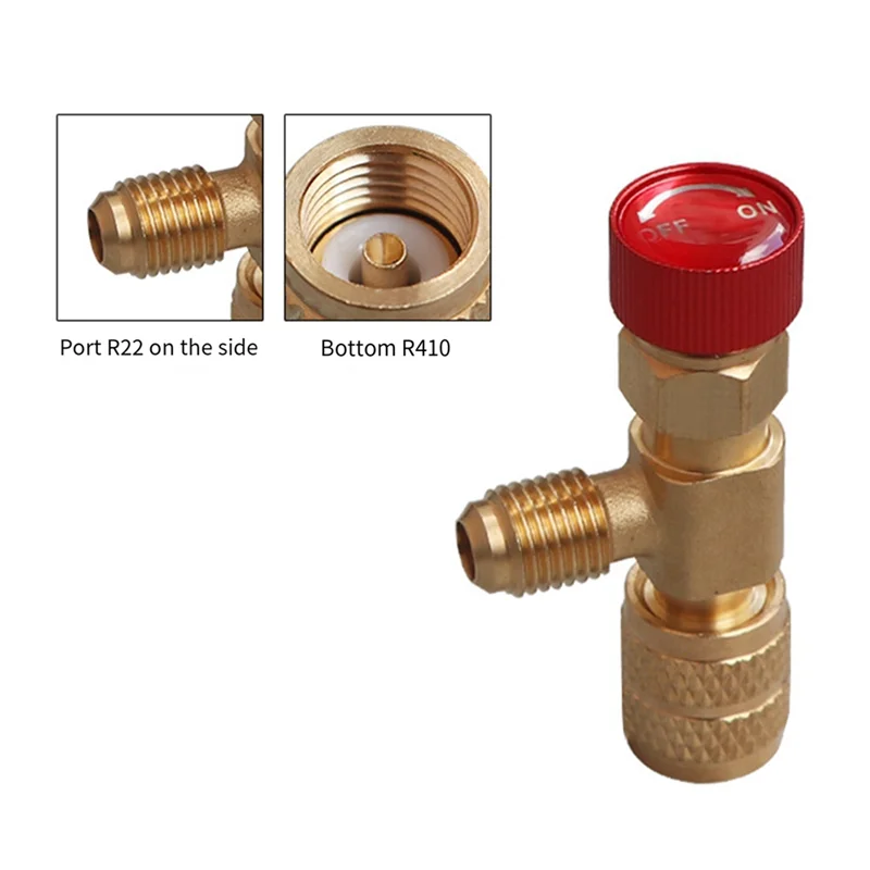 F-T R22 Клапан переменного тока 1/4 дюйма Наполнительное соединение Клапан хладагента кондиционера Ремонт кондиционера и предохранительный адаптер фторида