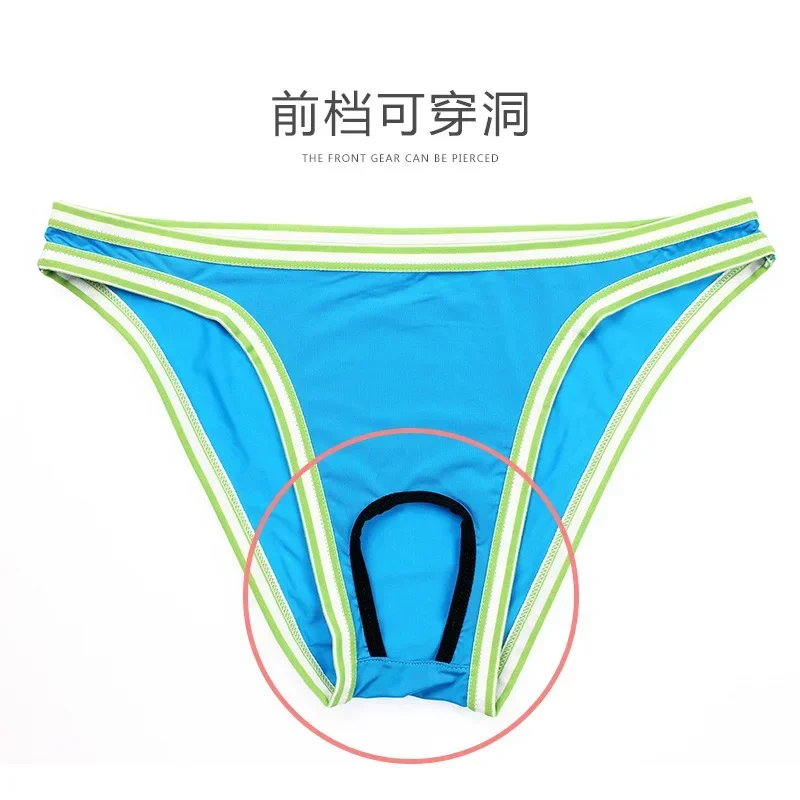 Мужское нижнее белье с открытой промежностью, молодежные тонкие U-выпуклые сексуальные прозрачные большие треугольные брюки с низкой талией для мужчин