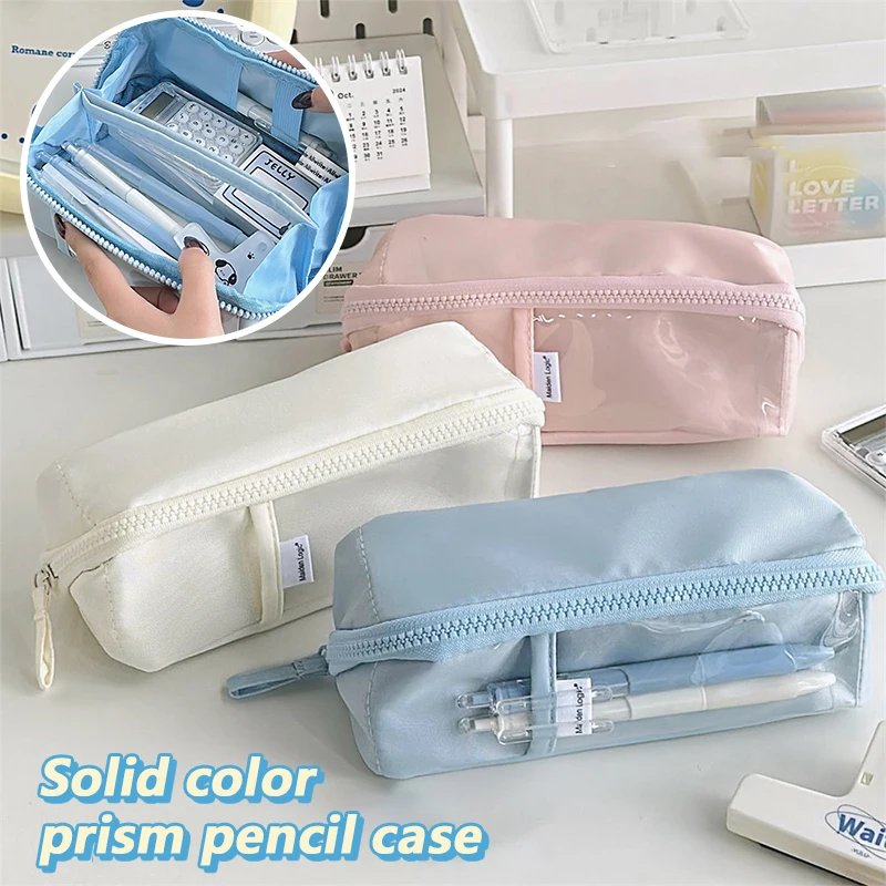 Multifunções Prism Pencil Case, Cosmetic Bag, Grande Capacidade, Papelaria Bag, Storage Bag, Escola Estudante e Material de Escritório