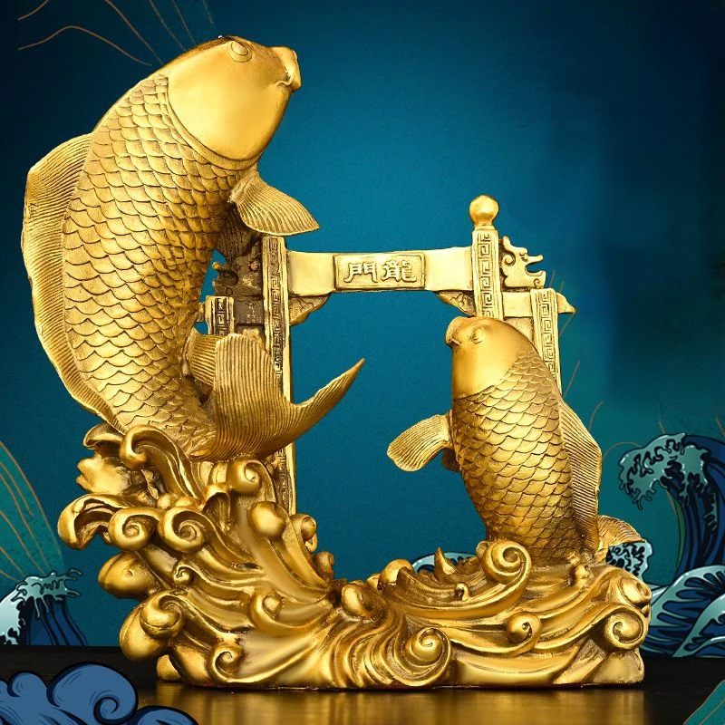 Pure Brass Fish Ornaments Carp Leaping Over The Dragon Gate Attracting Wealth Promotion Gifts  Abundant Handicrafts Every Year