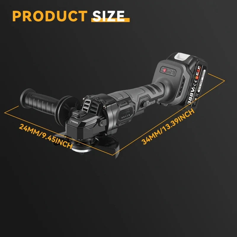 125mm Brushless Angle Grinder Brushless Electric Metal Grinder 3 Gears Variable Efficient Cordless Rechargeable Grinding