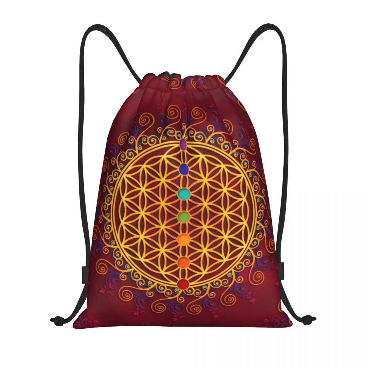 

Flower Of Life Drawstring Backpack Women Men Sport Gym Sackpack Foldable Spirituality Yoga Zen Mandala Training Bag Sack