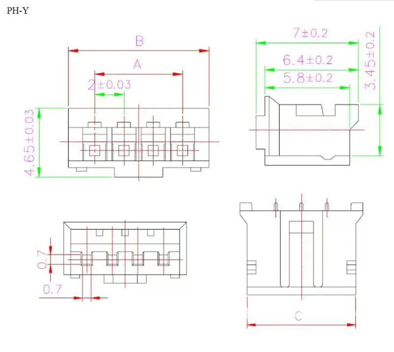 PH2.0 Buchsenanschlusskabel 10cm 20cm 30cm 2.0 JST Kabel 2p 3p 4p 5p 6p 7p 8p 9p 10p 11p 12p Einzel-/Doppelkopf 26AWG – Detail 1