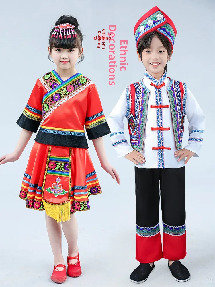 

Minori Children's Clothing Ethnic Zhuang Girl's Traditional Costume New Sle Polyester Fabric Online Exclusive S