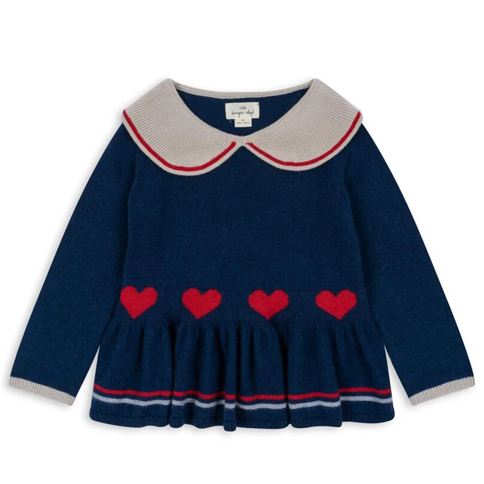 KONGES SLOJD Winter Ks Children's Clothing Baby Girls Knit Sweaters Pullover Tops Pants Suits Kids Stripe Cardigans Skirt Preppy