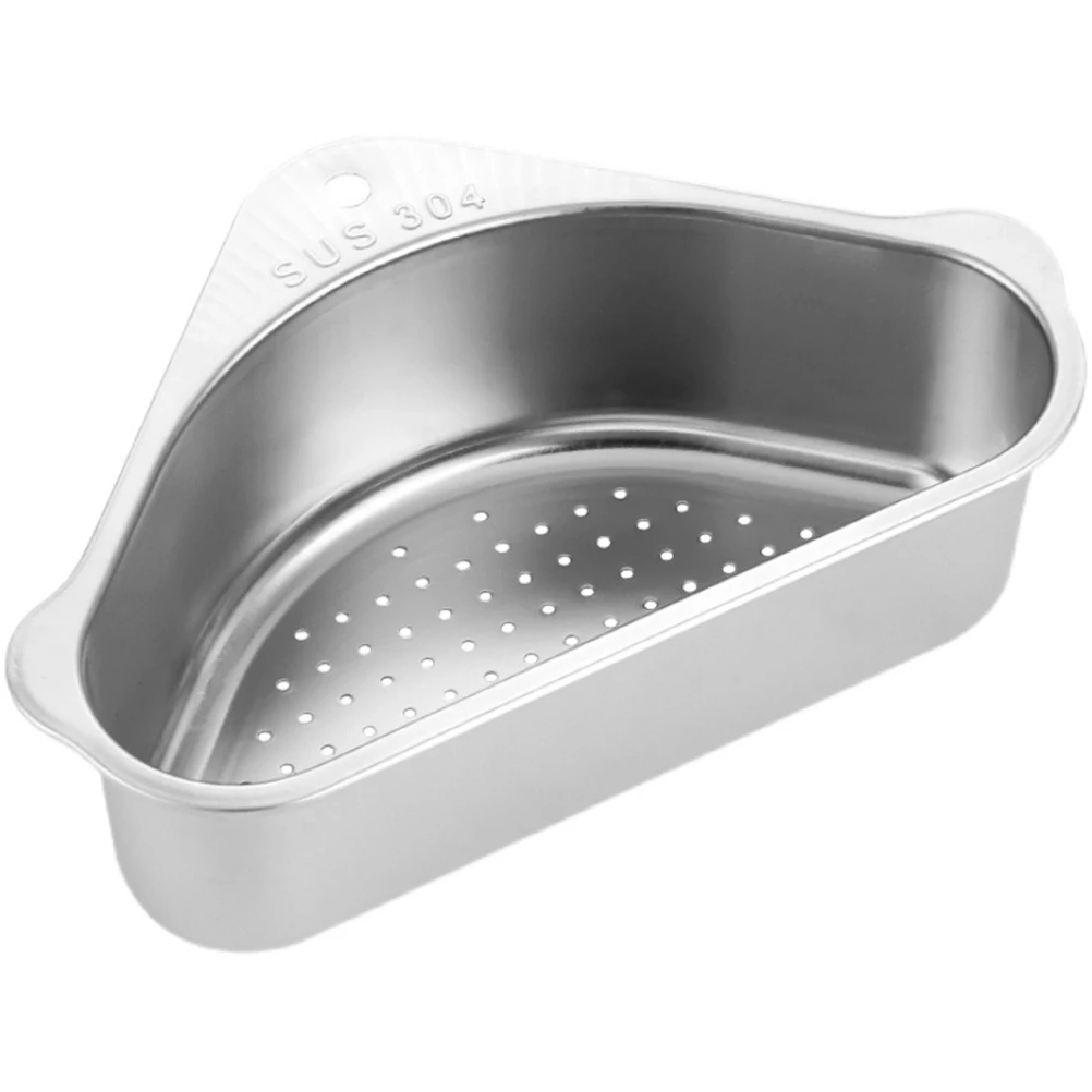 

Stainless Steel Draining Basket Sink Storage Rack for Food Fruits Vegetable Kitchen Accessory Portable Camping Silver