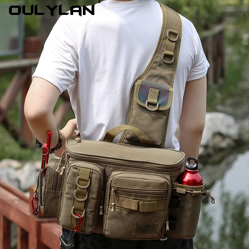 

Fishing Tackle Backpack Lure Box Gear Storage Bag Fanny Pack for Men Fly Fishing Backpack with Rod Holder Sling Shoulder Bag