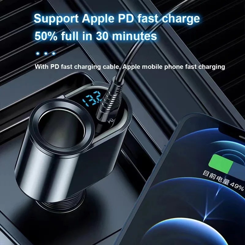 جديد شاحن سيارة ولاعة محول 4 في 1 سيارة السجائر الخائن نوع C المزدوج منافذ USB الجهد عرض 127 واط صالح لل منفذ السيارات