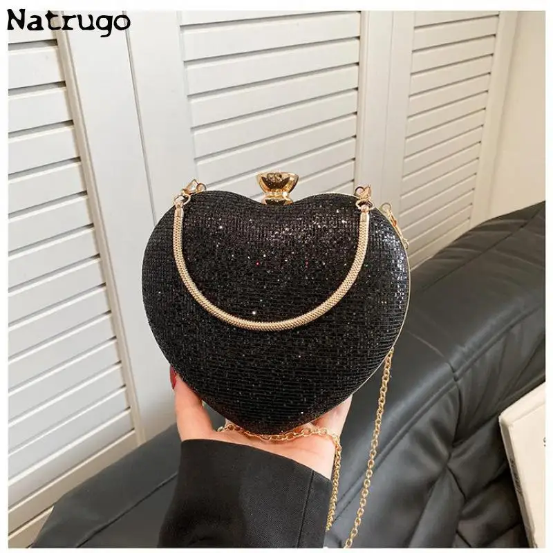 Heart Shaped Purses And Handbags Bags For Women Luxury Designer Clutch Purse Evening Banquet Bag Fashion Sequin Shoulder Bags