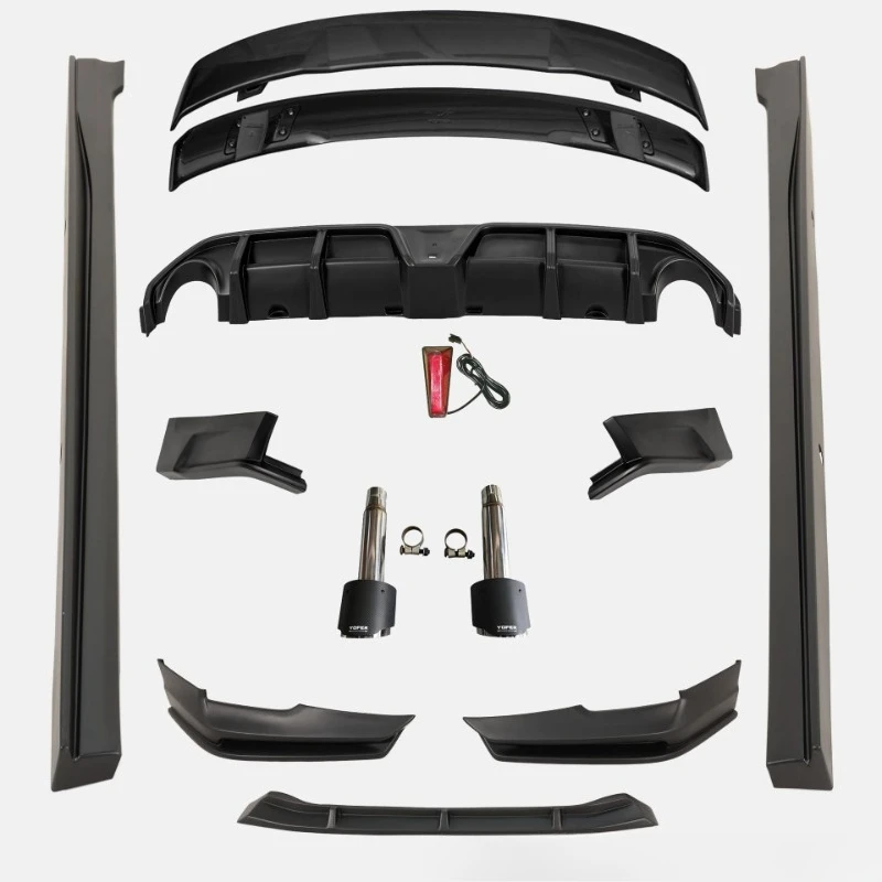 

Modified front shovel corner side skirt rear lip and tail throat