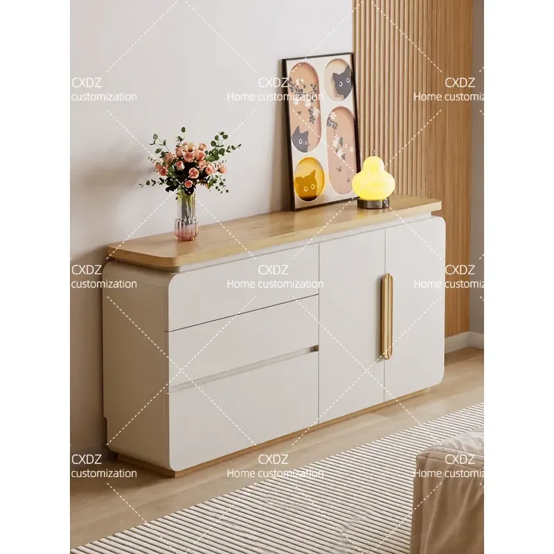Bedside storage cabinet Master bedroom ultra-thin bucket cabinet 30cm log cream style household living room wall small locker