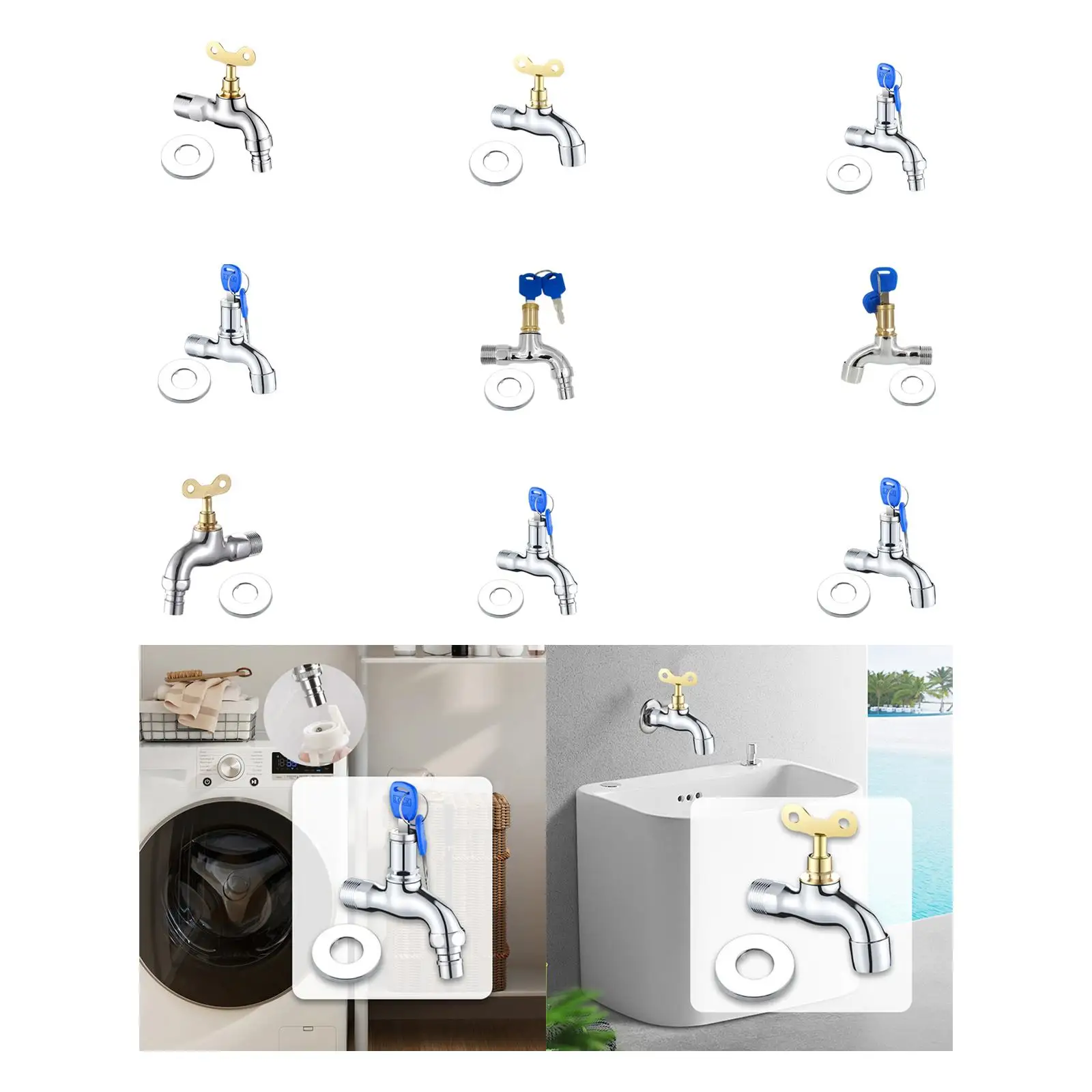 

Lockable Faucet Prevents Water Theft and Unauthorized Use, Replacement, Garden Tap for Patio, Workshop, Home, Garage Pond