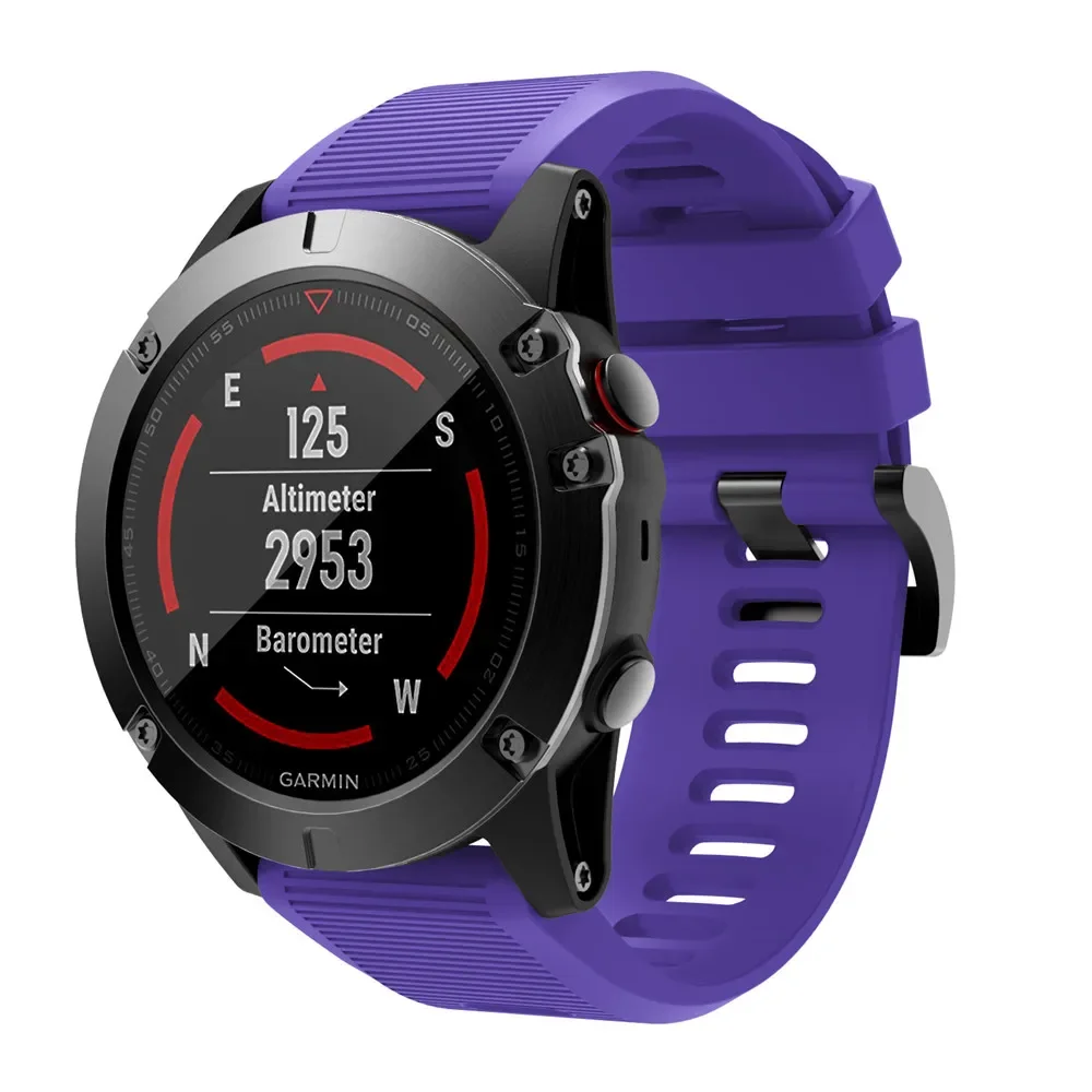 26 مللي متر QuickFit حزام الساعات ل Garmin Quaitx 3/ل Garmin Fenix 8 51 مللي متر سيليكون حزام معصمه مع مشبك أسود