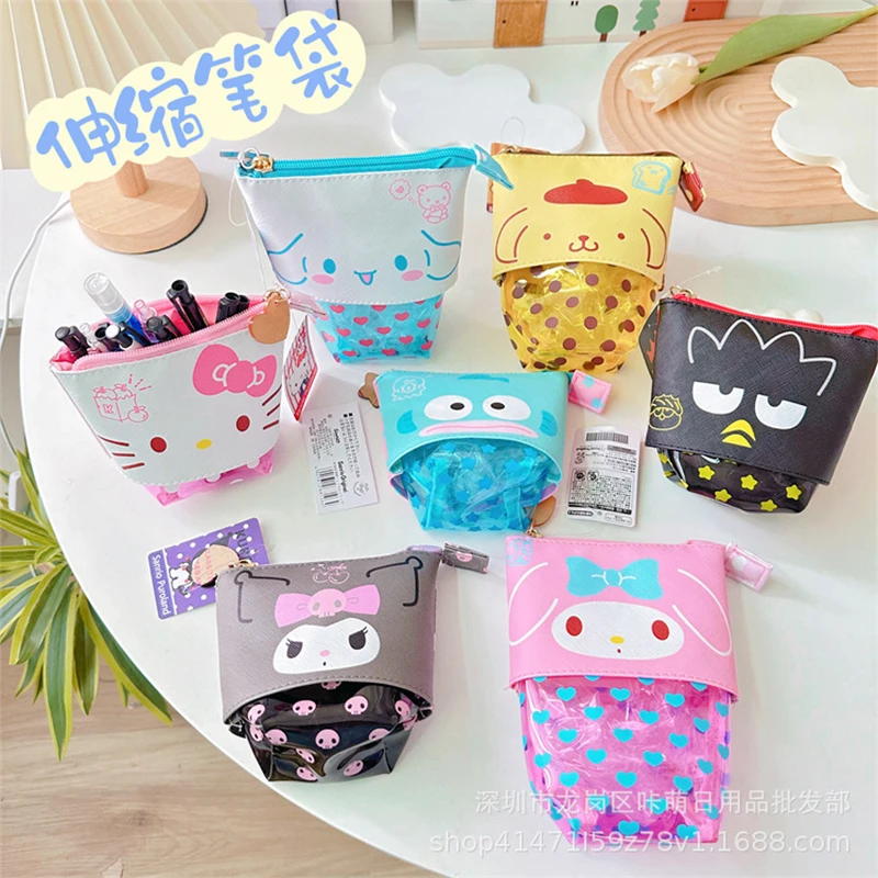 

2024 Sanrio Hello Kitty Storage Bag Kuromi My Melody Pvc Pen Bag Girl Heart Cute Cartoon Waterproof Large Capacity Bag Kid Gift