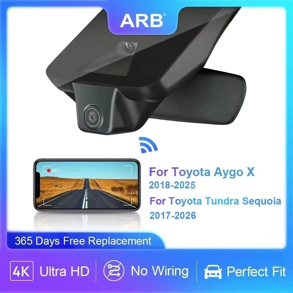 Cámara de salpicadero para Toyota Tundra Sequoia 2017 a 2026 y Aygo X 2018- 2025, ARB 4K Original Factory Look Car DVR