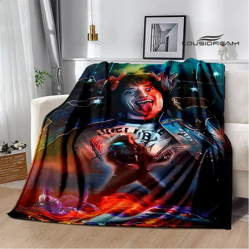 Eddie Munson Bedruckte Flanell-Überwurfdecke, weich, gemütlich, für Zuhause, Reisen, Bettwäsche, perfektes Geburtstagsgeschenk