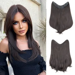 H&STAR 18Inch Synthetic V Long Curly Inner Buckle Hair Extension Black Brown Hairpiece Wig for Women