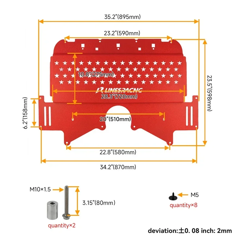 LR Oil Cooler Skid Plate For BMW G8X M2 G87/M3 G80/M4 G82 2021-2024 S58 Engine powered G Series  Wrinkle Red Aluminum