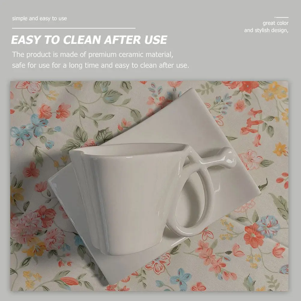 

1Set Porcelain Ceramic Coffee Cup with Saucer Heart Shape Tea Milk Drinking Cup Home Hotel Ceramic Tableware Drinks Container